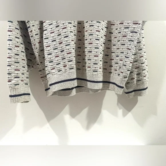 90s Vintage Pattern Chunky Ragg Sweater - 85% Cotton Thick Slouch Knit -NWT- XL - Picture 3 of 5